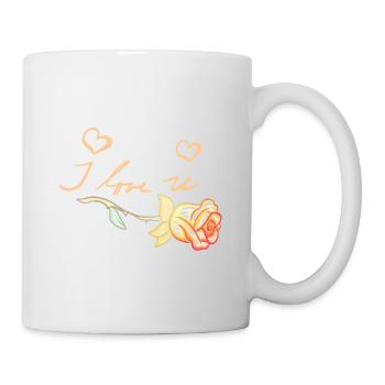 ich liebe dich goldene rose blume - Tasse - Weiß - Rechts