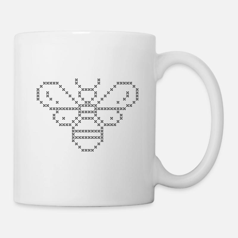 Cross stitch bee black - Mug - white