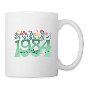 Muster Blumen 1984 Geburtstagsfeier Frau 40 Jahre - Tasse - Weiß - Rechts