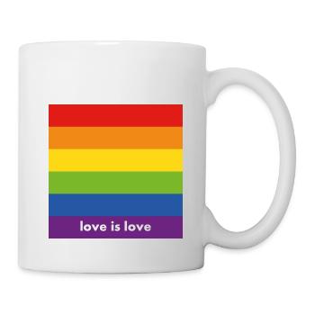Love is Love Rainbow Flag gay marriage pride ally - Mug - white - Right