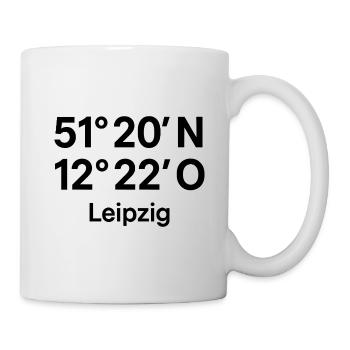 Leipzig Koordinaten Druck - Tasse - Weiß - Rechts
