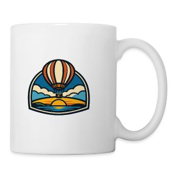Sonnenaufgang Ballon über Meer - Tasse - Weiß - Rechts