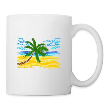 palmier sur la plage - Mug blanc - blanc - Droite