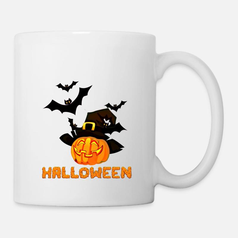 Halloween pumpkin witch bat orange - Mug - white