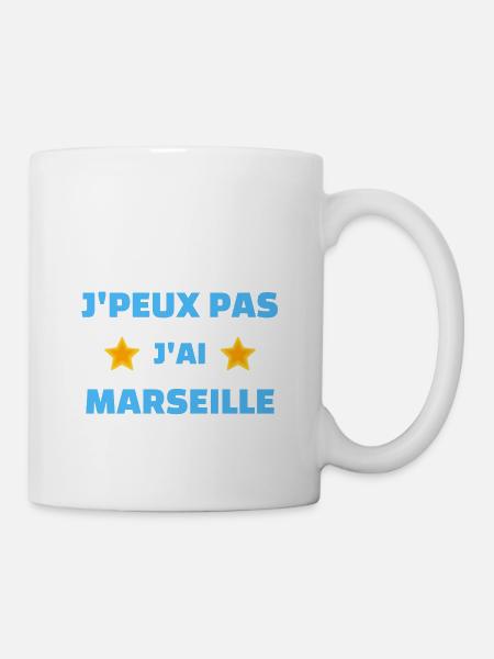 t-shirt marseille foot j'peux pas j'ai marseille - Mug blanc - blanc