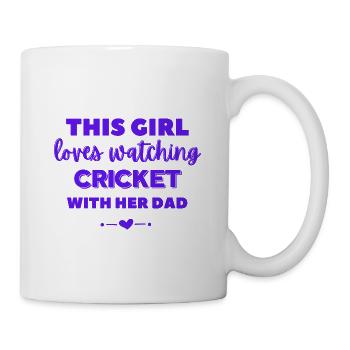 Dieses Mädchen liebt Cricket mit ihrem Vater zu sehen - Tasse - Weiß - Rechts