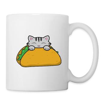 Happy Taco Tuesday, süße Katze, die einen Taco isst - Tasse - Weiß - Rechts