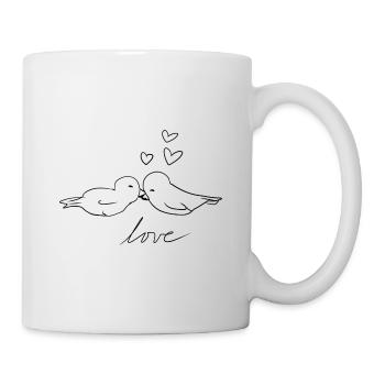 cœurs oiseaux couple Saint-Valentin - Mug blanc - blanc - Droite