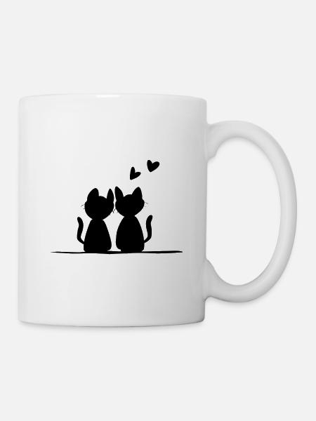 Saint-Valentin Chats romantiques Animaux Amour - Mug blanc - blanc