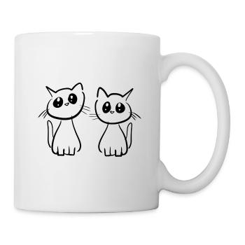 Katzen Freunde Tiere zwei Haustier klein - Tasse - Weiß - Rechts