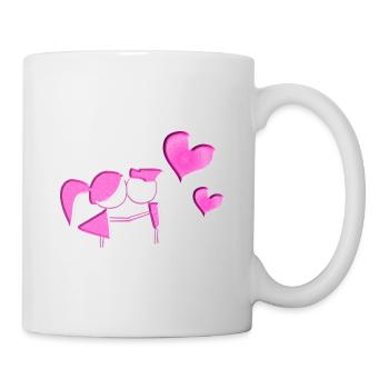 Pärchen Symbol Liebe Herzen glitzer rosa - Tasse - Weiß - Rechts
