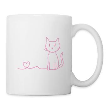 rosa Katze liebe haustier symbol herz - Tasse - Weiß - Rechts