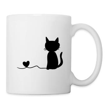 Cat Left Heart Symbol Wavy - Mug - white - Right