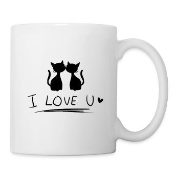zwei Katzen süß Ich liebe dich - Tasse - Weiß - Rechts