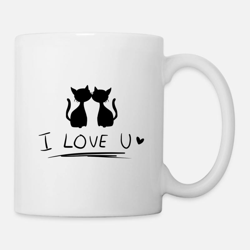 deux chats mignons je t’aime - Mug blanc - blanc