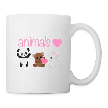 panda tiere tier bär hase herz - Tasse - Weiß - Rechts