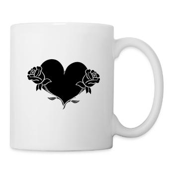 rose blume herz form symbol blumen - Tasse - Weiß - Rechts