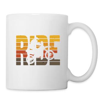 Ride motorcycle, motocross silhouette in the sun - Mug - white - Right
