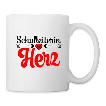 Schulleiterin mit Herz Abschiedsgeschenk Abschied - Tasse - Weiß - Rechts