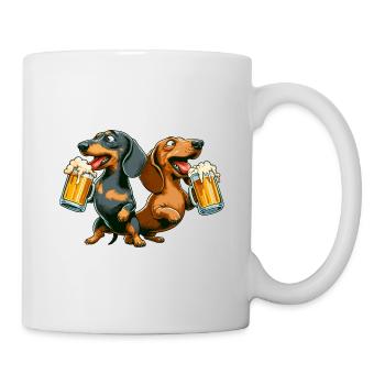 Deux Teckels Ivres Chiens Fête Bière Bratwurst - Mug blanc - blanc - Droite
