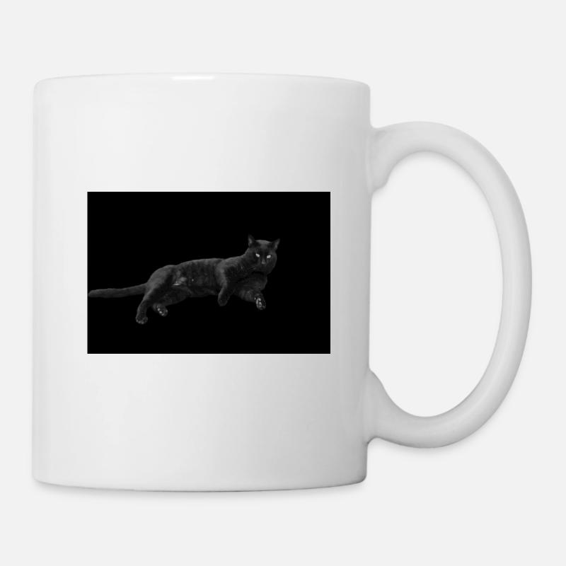 schwarze Katze Katze schwarz Katzen Geschenk - Tasse - Weiß