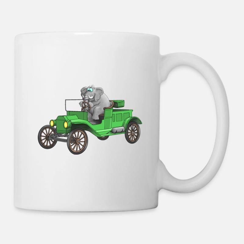 Vintage car cartoon funny - Mug - white