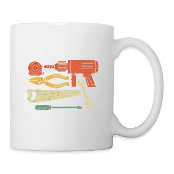 Baustelle Werkzeug Hammer Handwerker Vintage - Tasse - Weiß - Rechts