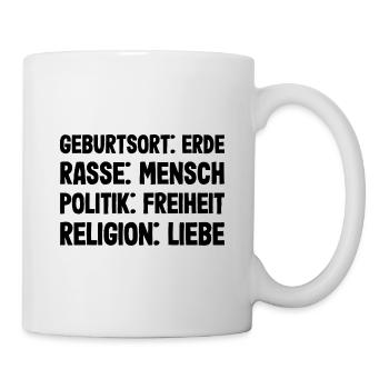 Jesus Geburtsort Erde Rasse Mensch Religion Liebe - Tasse - Weiß - Rechts