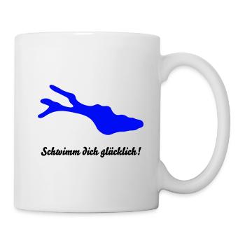 Schwimm dich glücklich schwarz 18 11 2013 - Tasse - Weiß - Rechts