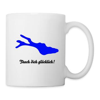 Tauch dich glücklich schwarz 18 11 2013 - Tasse - Weiß - Rechts