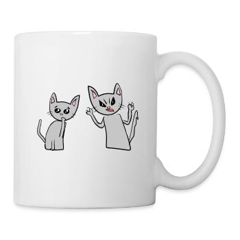 Cats Animals Pet gray scream sad - Mug - white - Right