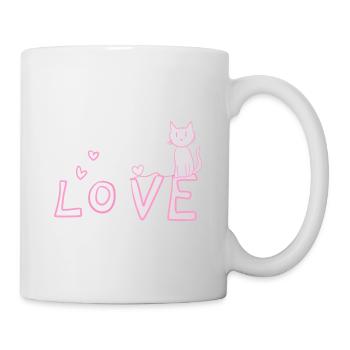 Cat cartoon love pink symbol - Mug - white - Right