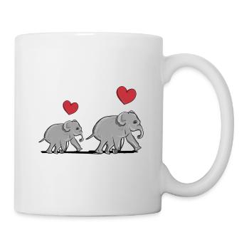 elephant family mother baby heart animal symbol - Mug - white - Right