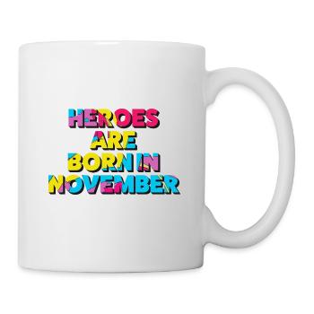 Les héros naissent en novembre - Mug blanc - blanc - Droite