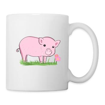 Symbole cochon Nature Animal Grass Flower - Mug blanc - blanc - Droite