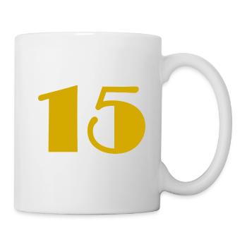 15. 15 JAHRE. 15-jähriges Jubiläum. GEBURTSTAG 15 JAHRE. - Tasse - Weiß - Rechts