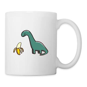 Grüner Dino Dinosaurier und seine Banane Kunst - Tasse - Weiß - Rechts