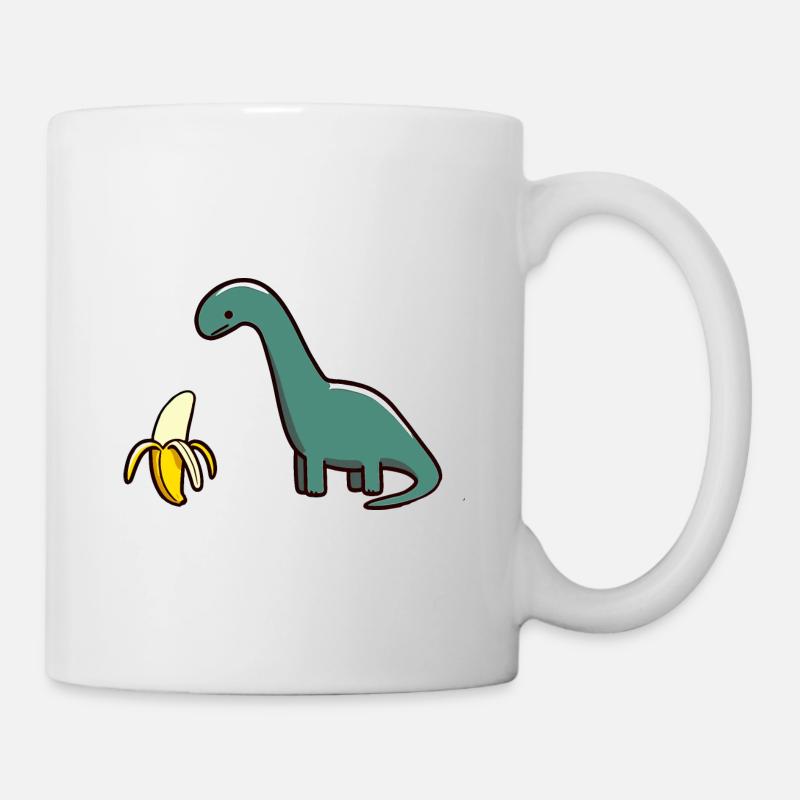 Dinosaure dinosaure Dino vert et son Art de la banane - Mug blanc - blanc