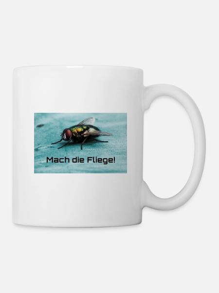 Fliege Motiv: Mach die Fliege! - Tasse - Weiß