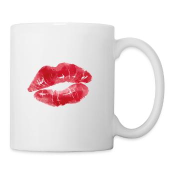 Lippenstift Kussmund - Tasse - Weiß - Rechts