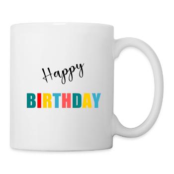 Birthday. HAPPY BIRTHDAY. Happy birthday. - Mug - white - Right