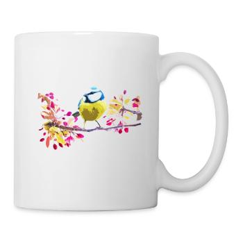 Blue drawing colorful and realistic bird - Mug - white - Right