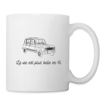 La vie est plus belle en 4l - dessin noir - Mug blanc - blanc - Droite