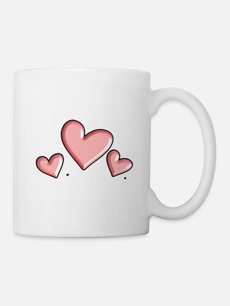 tre hjerter hjerte rosa Valentinsdag - Kopp - hvit