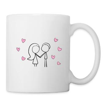 pärchen liebe herzen rosa herz Valentinstag - Tasse - Weiß - Rechts