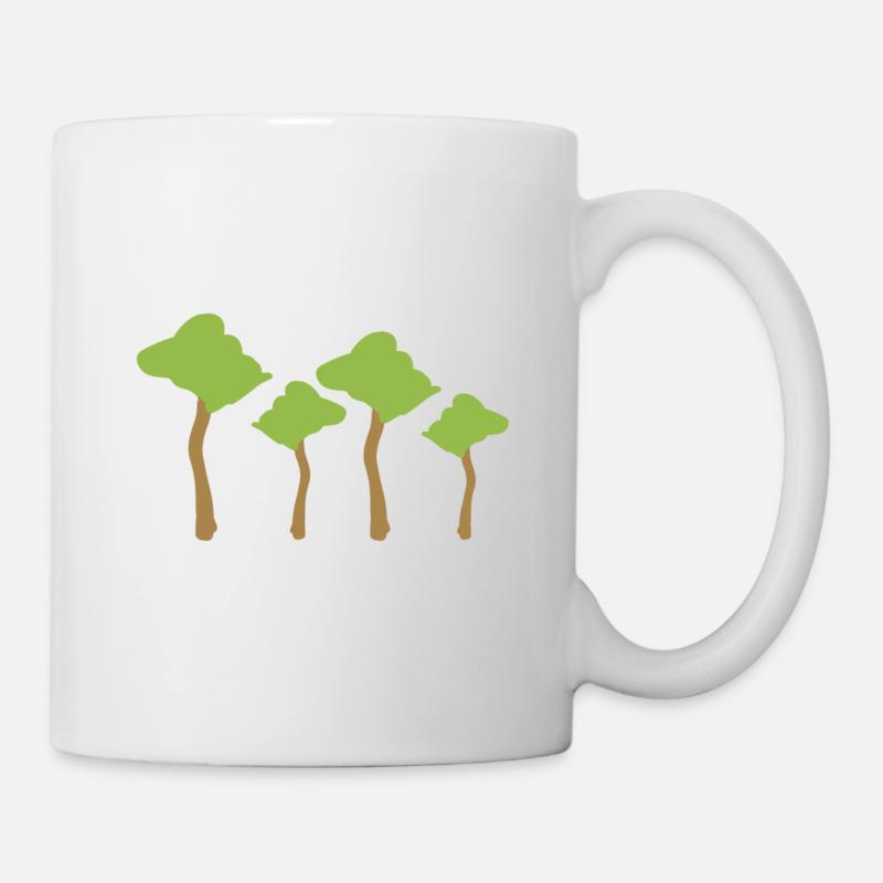 vier Bäume Baum Wald - Tasse - Weiß