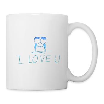 couple blue lovers gay - Mug - white - Right