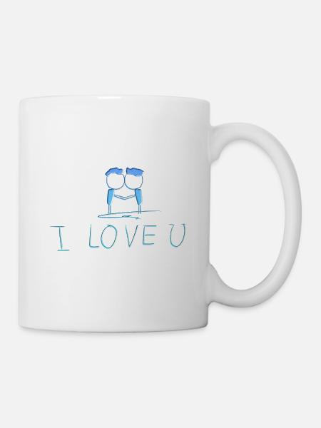 couple amoureux bleus gay - Mug blanc - blanc