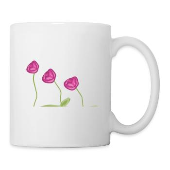 trois roses roses fleur symbole plante - Mug blanc - blanc - Droite