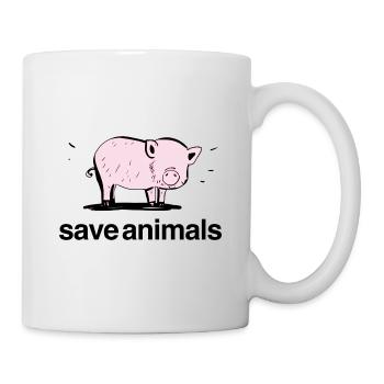 pink pig baby animal save animals - Mug - white - Right